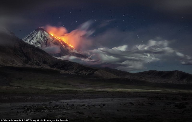 Огненное дыхание Земли. Извержение вулкана Ключевская сопка, фотограф Владимир Войчук искусство, конкурс, красота, фото