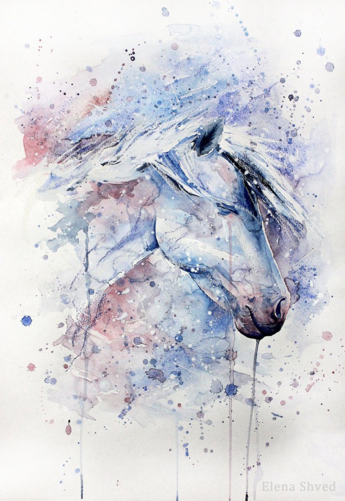 Лошади в акварельных рисунках Елены Швец (18 работ)