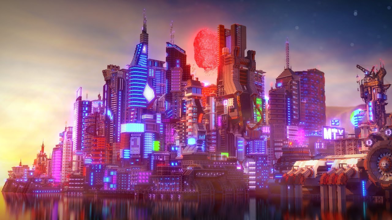 Фанаты Minecraft создали в игре огромный город в стиле Cyberpunk 2077