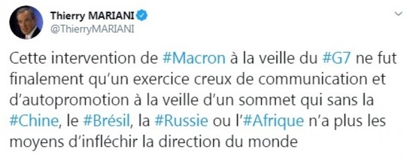 В ЕП назвали слова Макрона про возвращение РФ в G7 «пустой болтовней»