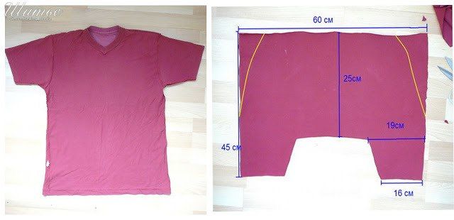 Переделка: как сделать из футболки аладдины аналогии, можно, сшить, аладдины, любого, размера   