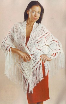 Шикарная белая шаль спицами