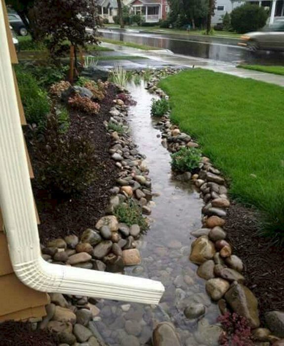 Идеи создания необычной ливневой системы в частном доме для дома и дачи,ландшафтный дизайн