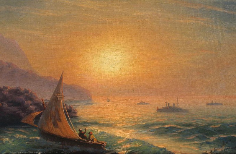 Закат на море 1899 23х35. Иван Константинович Айвазовский