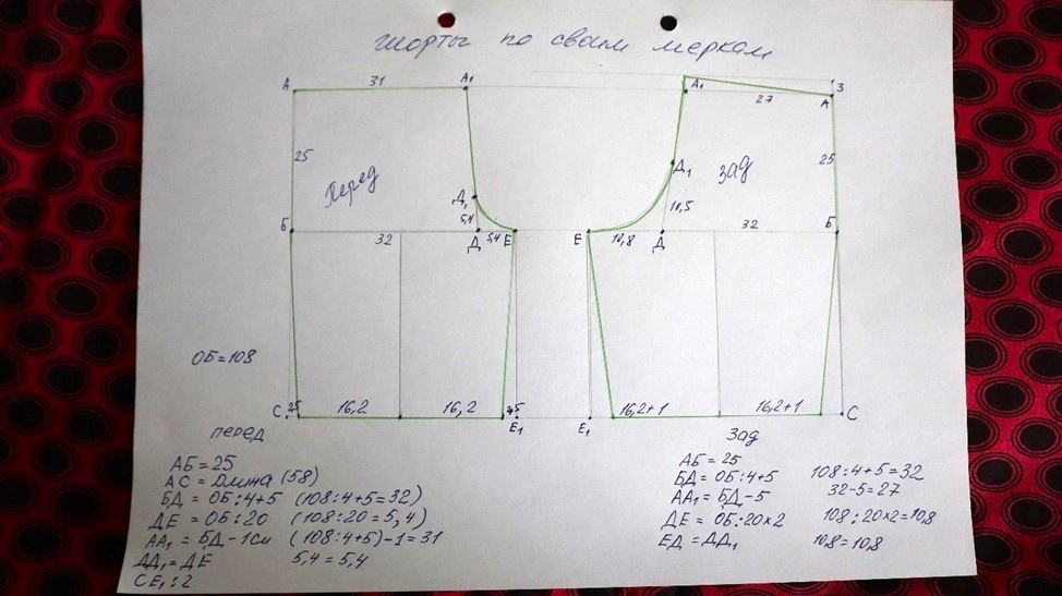 Теперь шить шорты можно по индивидуальной выкройке, для этого надо измерить обхват бедер. Благодаря этой схеме все получается идеально мастер-класс,шитье