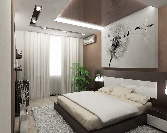 Оригинальный интерьер спальни в современном стиле - отличный вариант для тех, кто ценит комфорт и минималистичную эстетику.