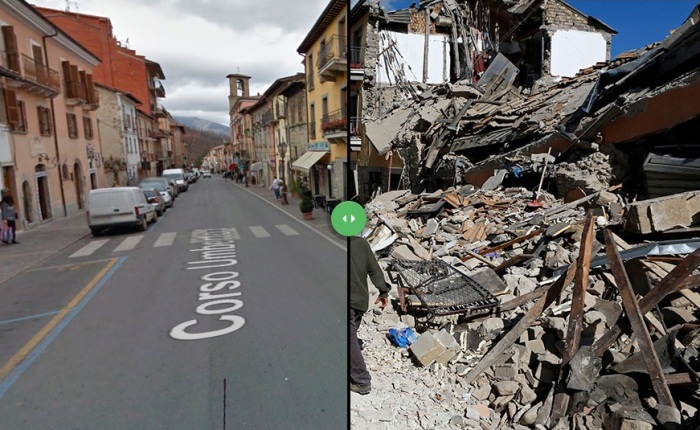 Землятресение в Италии: фотографии до и после катаклизма