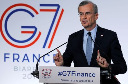 Governor of the Bank of France Francois Villeroy de Galhau speaks during a news conference at the G7 finance ministers and central bank governors meeting in Chantilly, near Paris, France, July 18, 2019. REUTERS/Pascal Rossignol