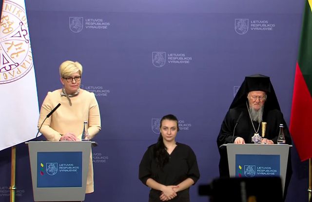 Премьер-министр Литвы Ингрида Шимоните и константинопольский патриарх Варфоломей