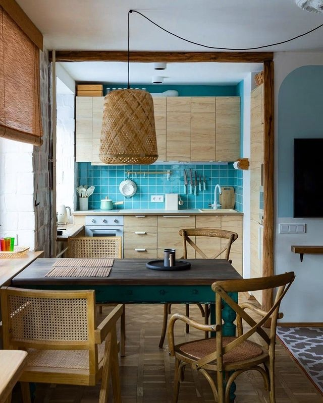 Изумительная кухня  в хрущевской квартире в богемном стиле! идеи для дома,интерьер и дизайн