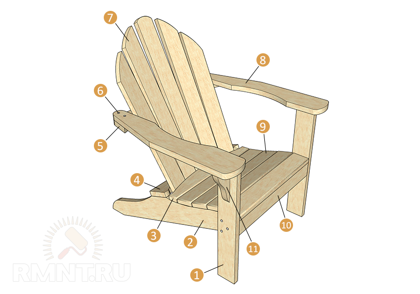Кресло адирондак своими руками: инструкция с чертежами и фото