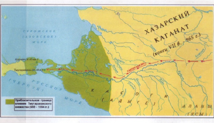 Карта Тмутараканского княжества 10-11 вв.