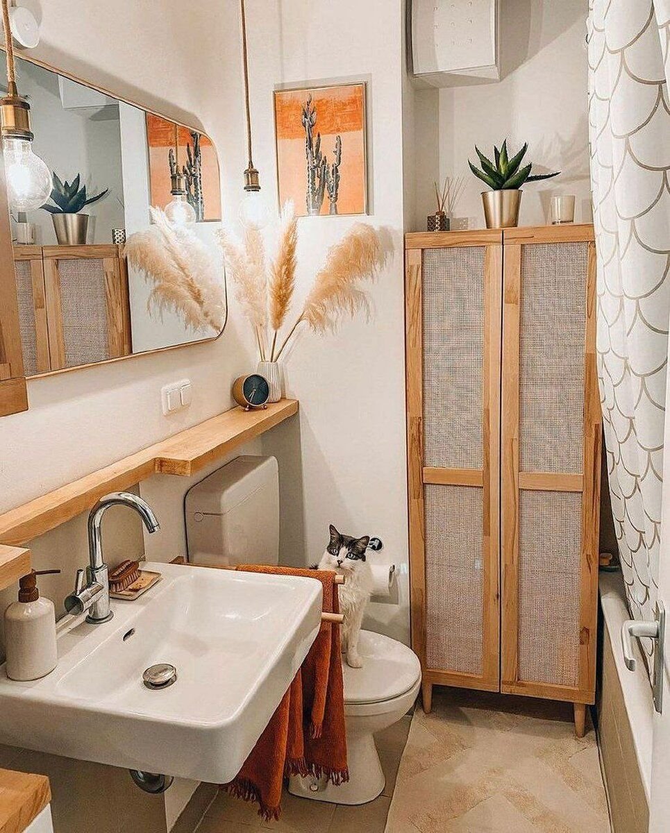Создаем дома ощущение отпуска. Интерьер маленькой ванной комнаты в тропическом стиле ванной, может, полотенца, белые, получилось, дизайна, нужно, стиль, данного, только, местом, светлые, полотенец, вешалками, дополнить, можно, Ванную, хранения, забывайте, вставкамиНе