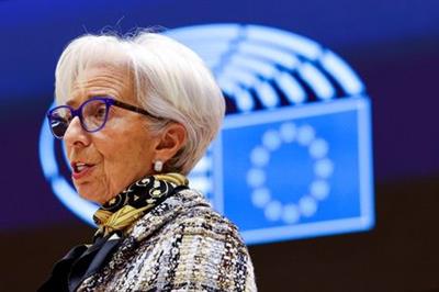 European Central Bank President Christine Lagarde addresses European lawmakers during a plenary session at the European Parliament in Brussels, Belgium February 8, 2021. Olivier Matthys/Pool via REUTERS