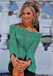 Вязаная зеленая кофта