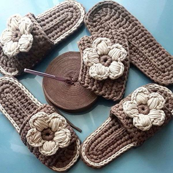 Вяжем милые домашние тапочки: схема 