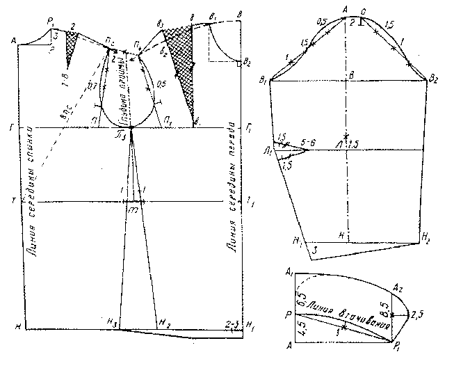 Выкройка-схема платья трапеции с рукавом - стиль бохо