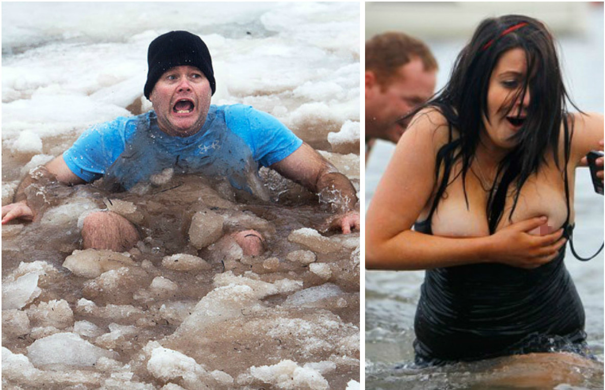 Эмоциональные новогодние купания 