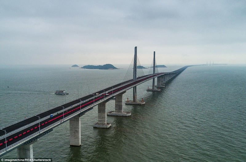 Мост соединит Гонконг, Чжухай и Макао гонконг, длина, китай, море, мост, путь, рекорд, строительство