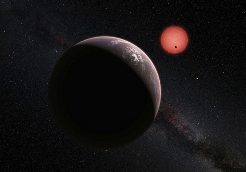  Воображаемый вид на три планеты, вращающиеся вокруг ультра-холодного карлика в 40 световых годах от Земли космос, красота, планета, рисунки, художники