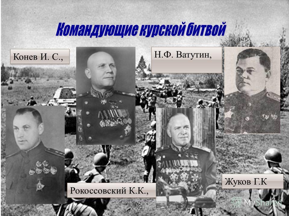 Военачальники битвы на курской дуге. Курская дуга битва главнокомандующие. Курская битва командующие фронтами. Командующий фронтами Курской битвы.