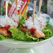Канапе из форели-гриль с морским гребешком