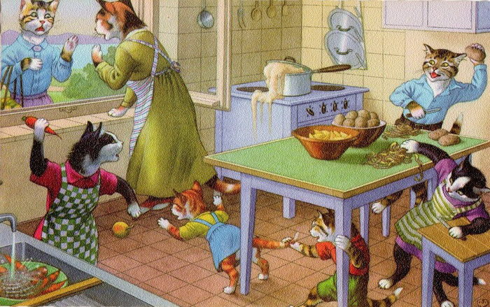 Очеловеченные кошки: иллюстрации Alfred Mainzer Очеловеченные кошки: иллюстрации Alfred Mainzer