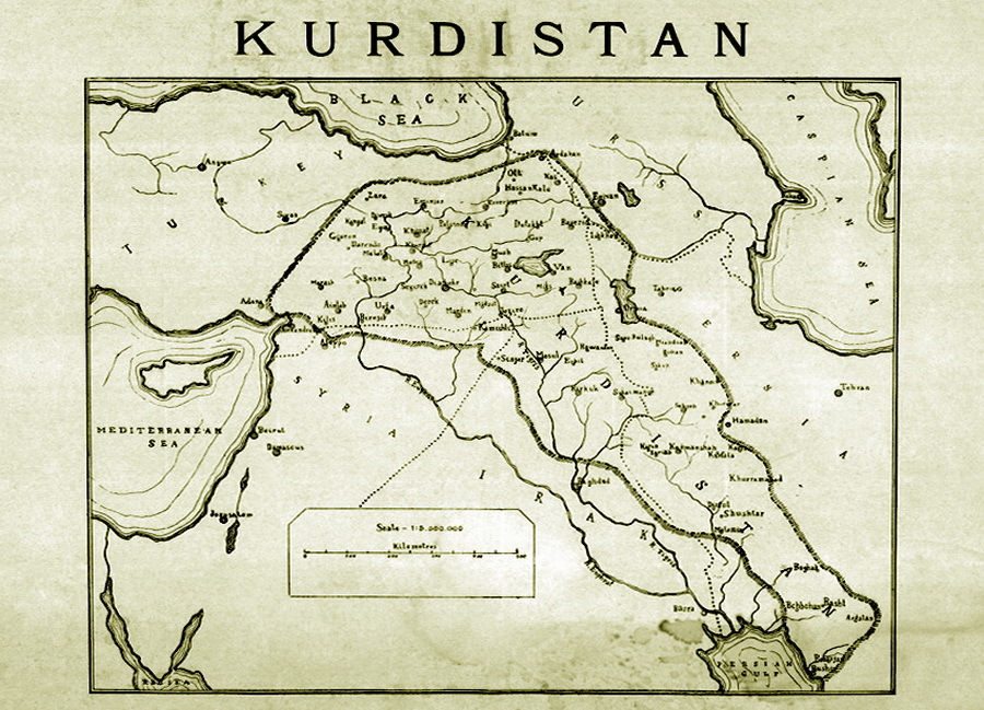 ​Карта Курдистана, представленная курдской делегацией на конференции в Сан-Франциско 30 марта 1945 года - Разделённый народ | Warspot.ru