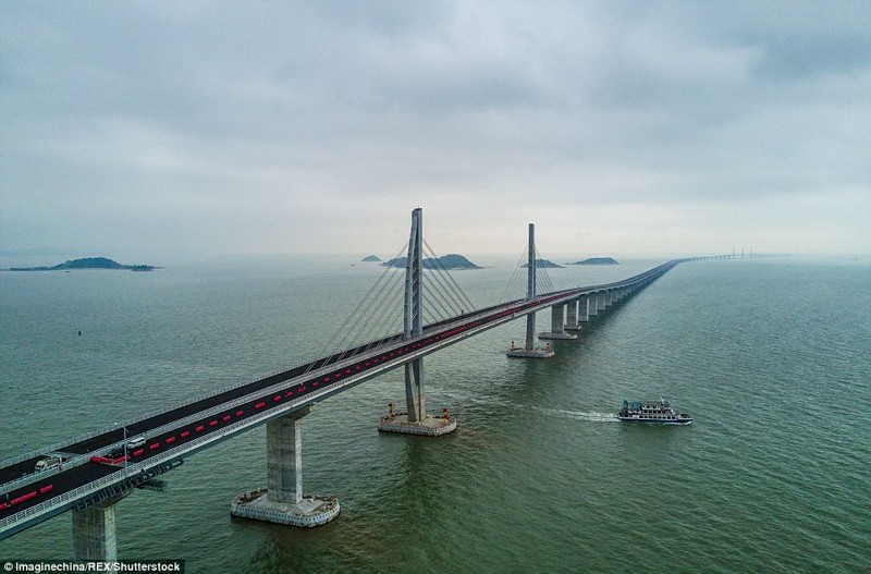 Мост будет введен в эксплуатацию к концу этого года гонконг, длина, китай, море, мост, путь, рекорд, строительство