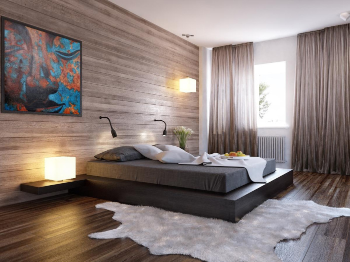 Натуральная древесина в спальне – прекрасная возможность спать в экологически чистом помещении.