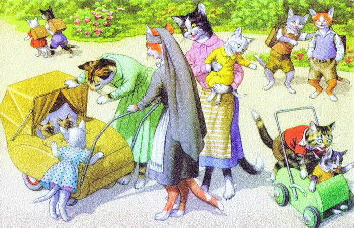 Очеловеченные кошки: иллюстрации Alfred Mainzer Очеловеченные кошки: иллюстрации Alfred Mainzer