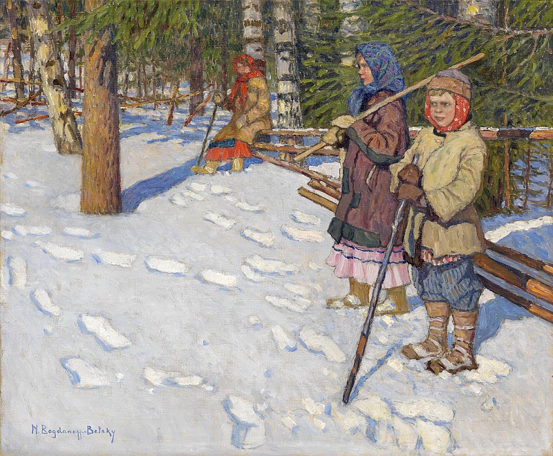 Николай Петрович Богданов-Бельский (1868-1945)Дети в зимнеим лесу.jpg