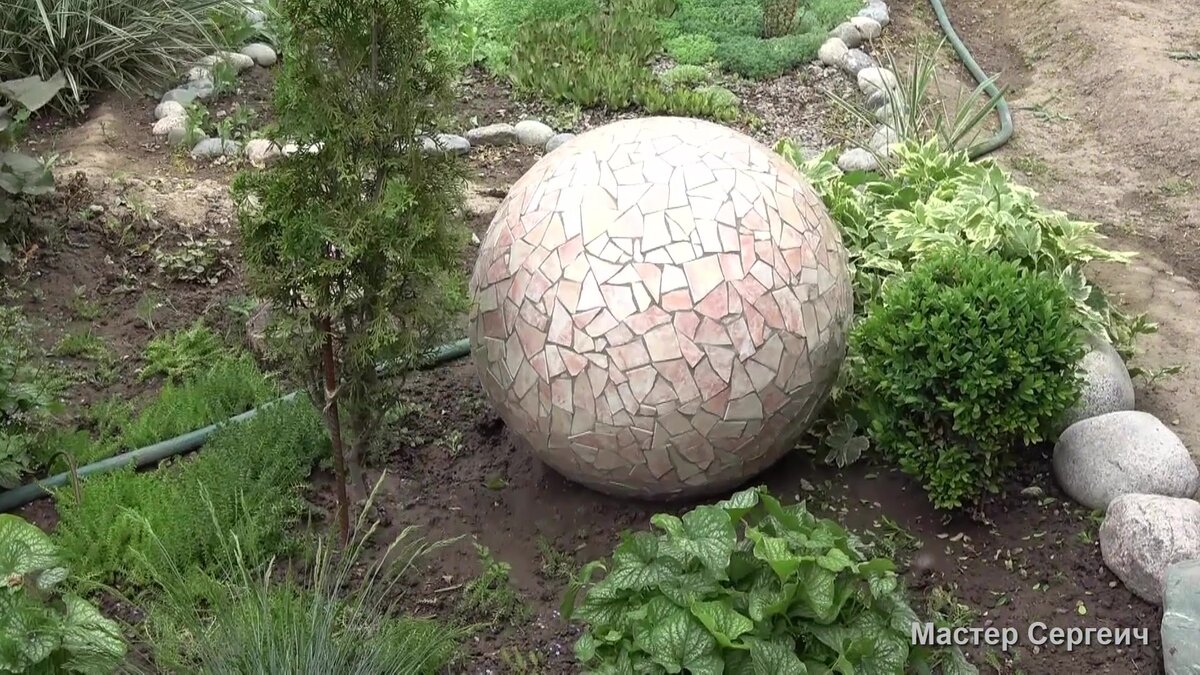 Как я сделал большой декоративный шар для сада, от которого все были в восторге большой, немного, песка, ничего, части, какие, поэтому, удобнее, цемента, нужны, этого, более, раствор, дорогие, чтобы, 5Развел, соотношении, тонкий, обмазал, шарЧерез