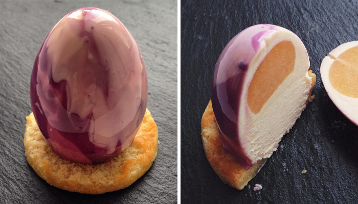 необычные зеркально-мраморные пончики