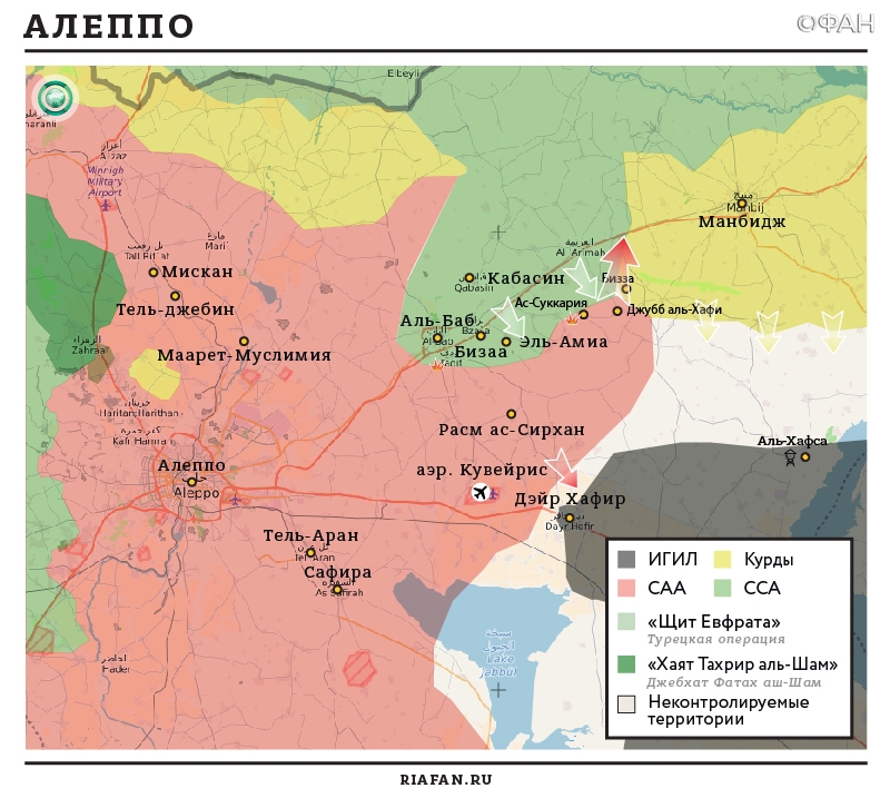 Карта военных действий в провинции Алеппо