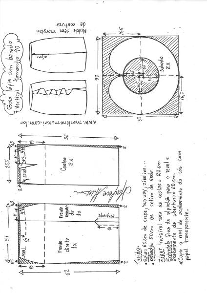 Выкройка юбки карандаш с воланами одежда