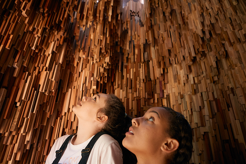 Инсталляция из 10000 брусков различных деревьев 