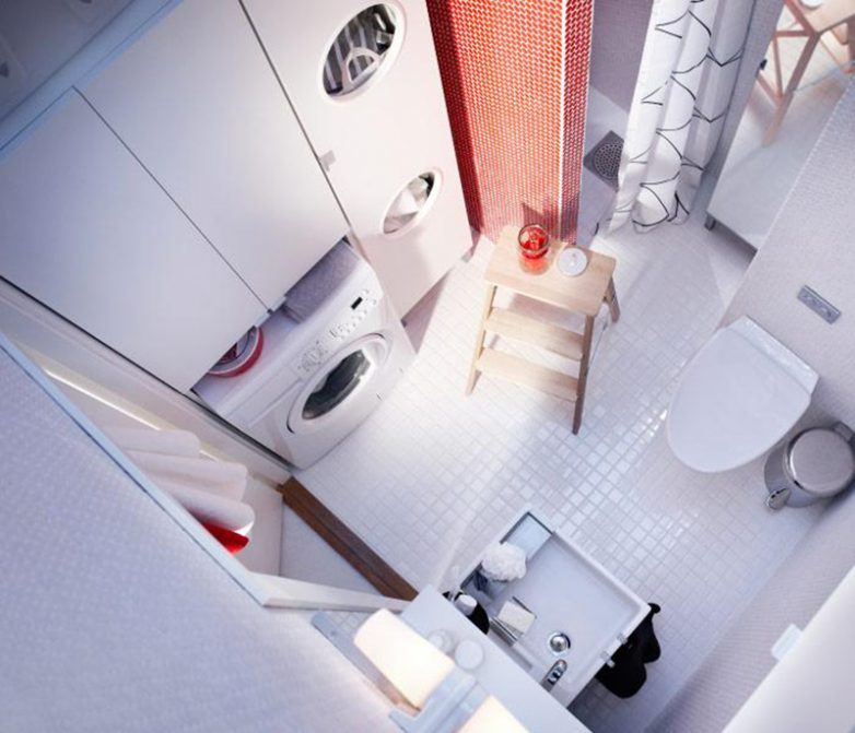 Как вписать стиральную машинку в крохотную ванную?