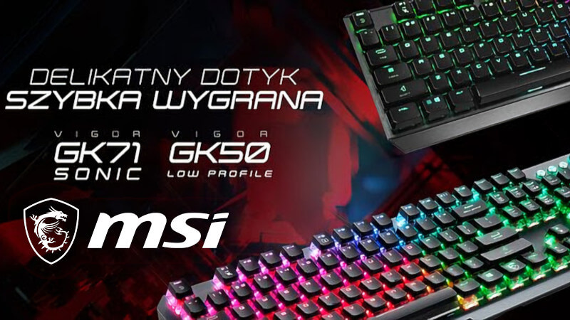Новые механические клавиатуры MSI Vigor.  GK71 Sonic и низкопрофильный GK50 TKL