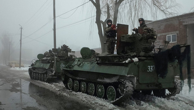Бронетехника ВСУ в Авдеевке, Украина. 4 февраля 2017