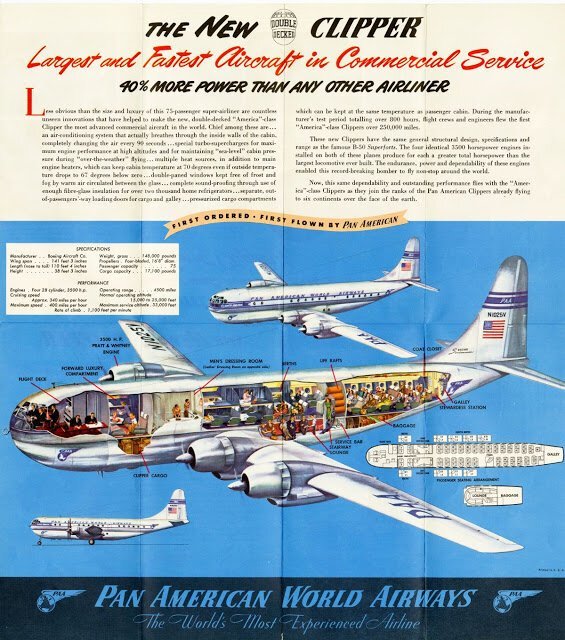 Как выглядел Boeing 377 Stratocruiser, самый большой пассажирский самолет в мире Боинг,путешествия,самолет,турист