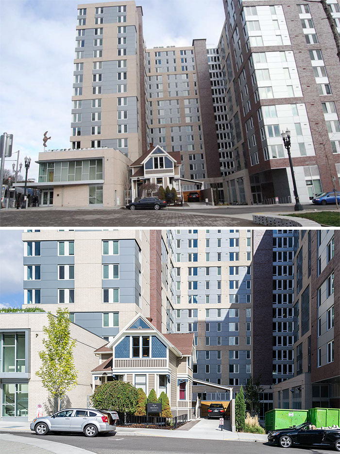 Randal Acker Refused To Sell His Small Queen Anne Victorian Home In Downtown Portland, So They Built A Huge Portland State University Residence Hall Around It