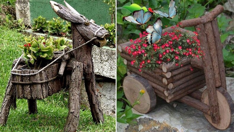 «Деревянные» идеи для сада своими руками! можно, кашпо, лучше, дерева, смотрятся, установить, более, сделать, чтобы, клумбу, цветущими, ящики, растениями, садовые, стиль, скульптуры, навесом, будет, сможете, оригинальную