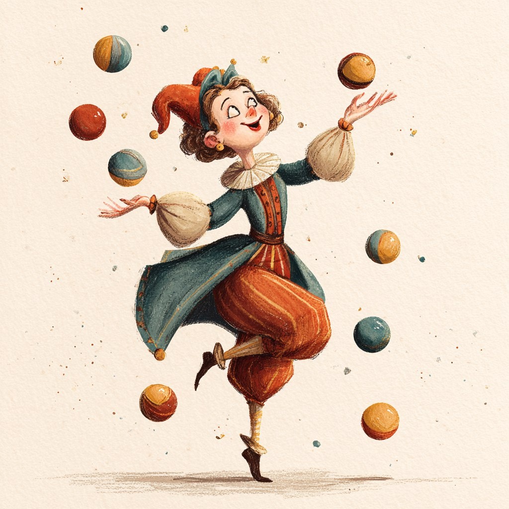 Быть жонглером - полезно. Моя иллюстрация с помощью нейросетей