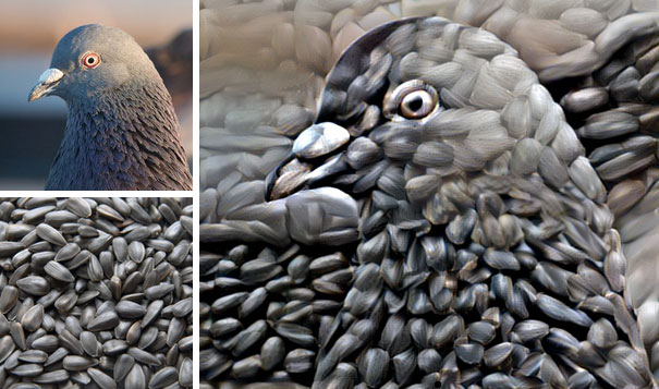 удивительные коллажи из случайных фотографий, нейронная сеть