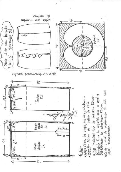 Выкройка юбки карандаш с воланами одежда