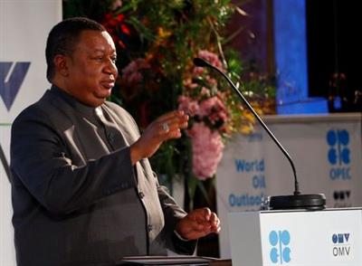 OPEC Secretary General Mohammad Barkindo delivers his speech during the presentation of the World Oil Outlook in Vienna, Austria November 5, 2019. REUTERS/Leonhard Foeger