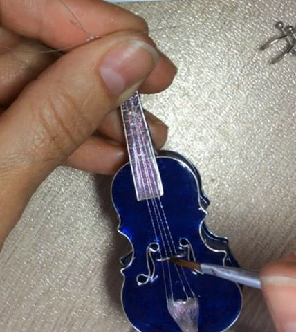 Брошка Скрипка с цветами витраль,мастер-класс,украшения