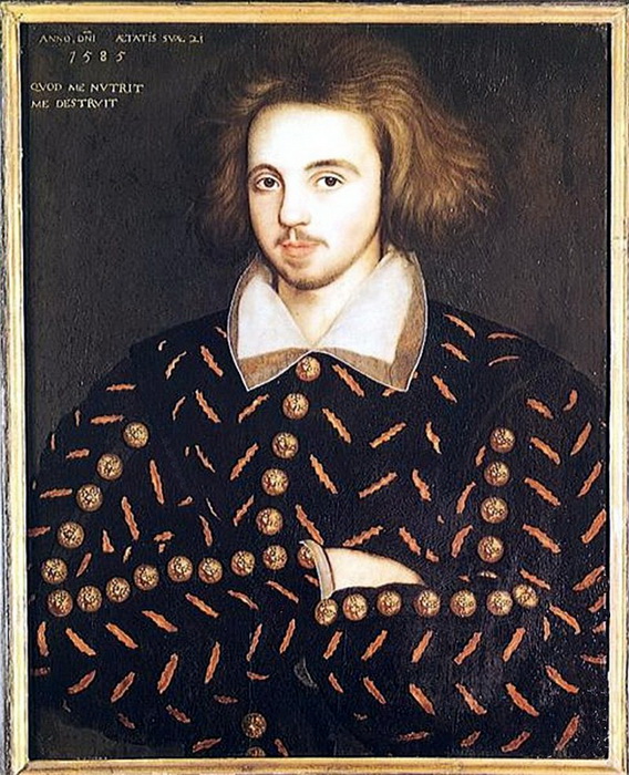 Кристофер Марло, другой популярный драматург шекспировской эпохи. Входит в число возможных кандидатов на роль подлинного автора произведений Шекспира