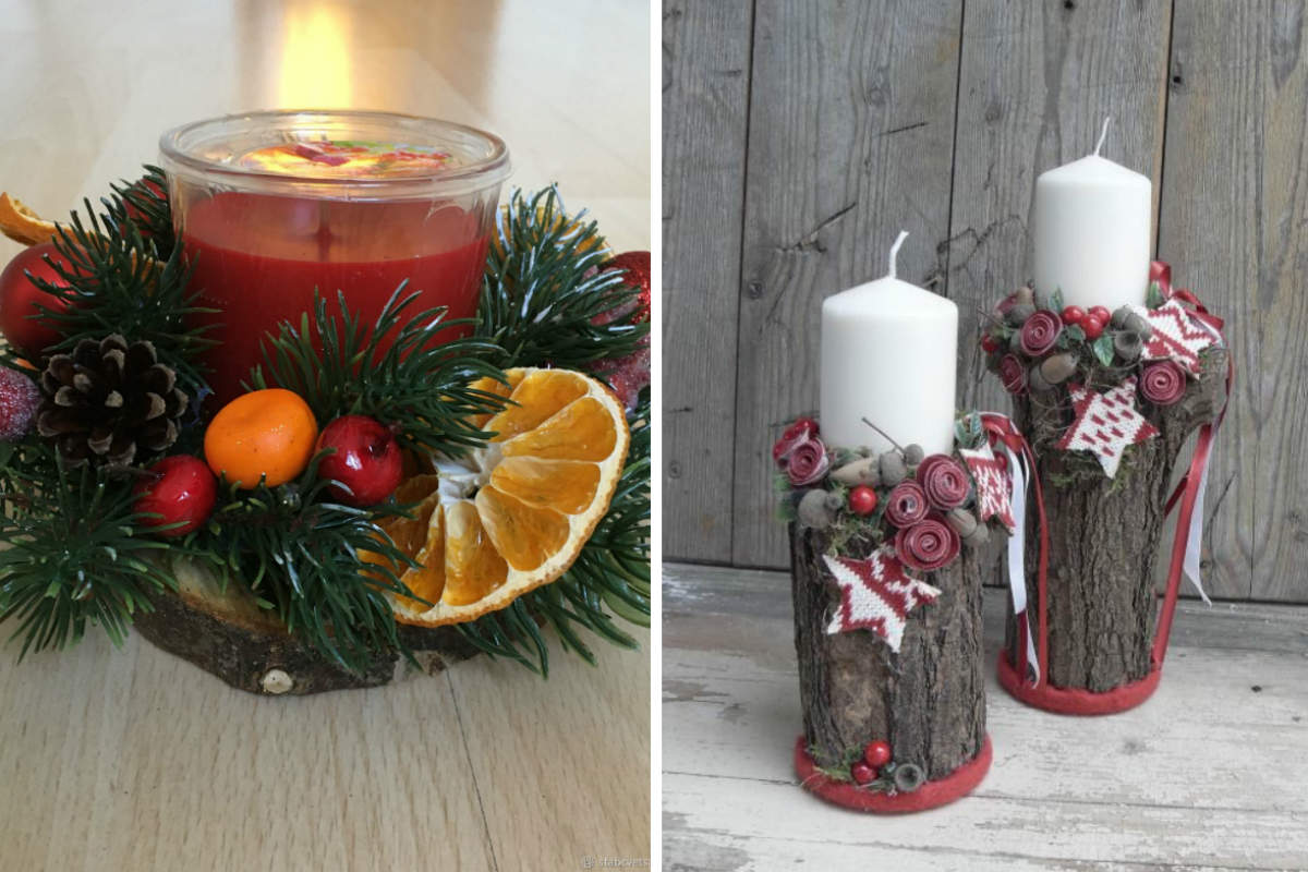 Композиции со свечами: 12 идей для зимнего декора для дома и дачи,новогодний декор